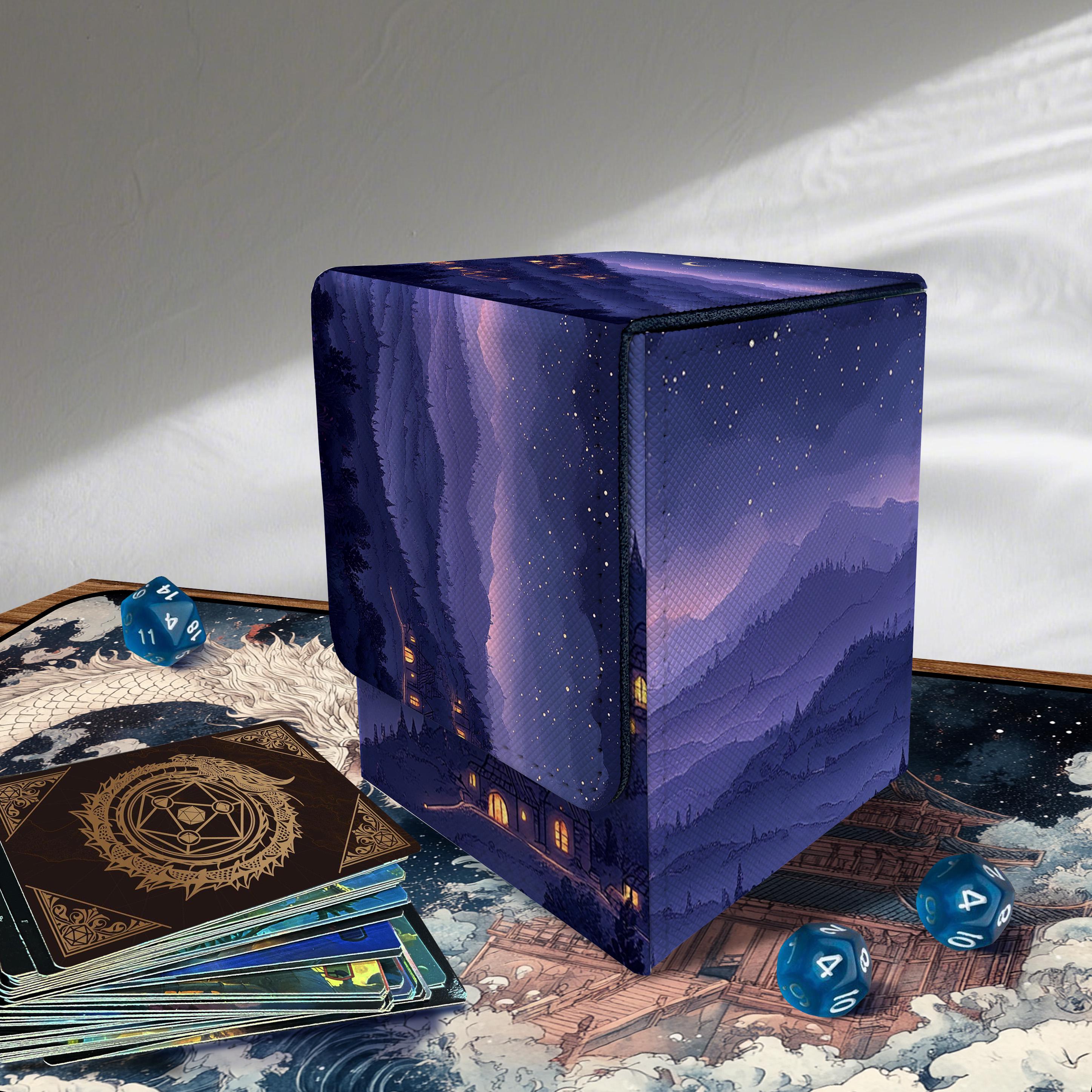 TCG Deck Box - Moonlit Valley Style, PU Leather, 100 + Sleeved