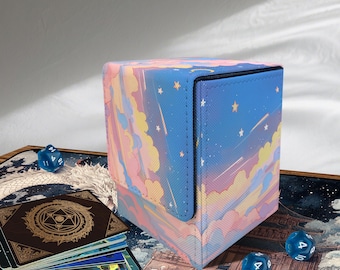 TCG Deck Box - Ethereal Clouds Style, PU Leather, 100 + Sleeved Cards, Removable Divider
