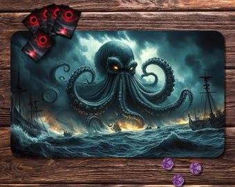 Cthulhu - Playmat for MTG, 24"x14" and  31"x15.5", Zones & Seam Options