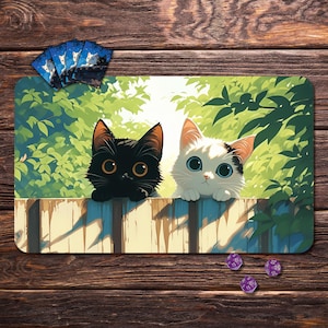 MTG Playmat with Zones, Board Game Mat for TCG, Summer Cat - 24&quot;x14&quot;, MTG Gift, Tabletop Accessories, Trading Card Games