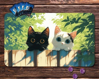 MTGプレイマット 猫、かわいい紫色のTCGプレイマット、ゾーン付きMTG