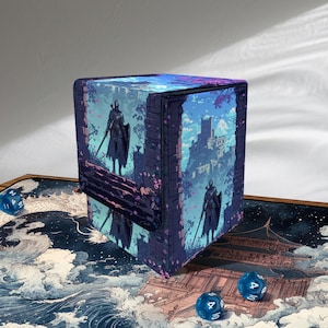 MTG Commander Deck Box - Pixel Knight Style, PU Leather, 100 + Sleeved Cards, Removable Divider