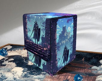Caja para mazos de MTG Commander - Estilo Pixel Knight, piel sintética, más de 100 cartas en funda, divisor extraíble