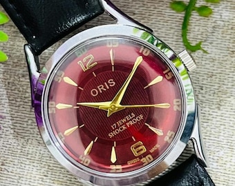 Vintage Swiss Made Oris Watch | Red Dial, ST-96 Mechanical Movement