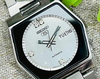Vintage Seiko 5 Automatic Watch | Rare Square Silver Dial, Japan Made