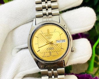 Vintage Seiko 5 Automatic Watch | Rare Golden Dial, Stainless Steel
