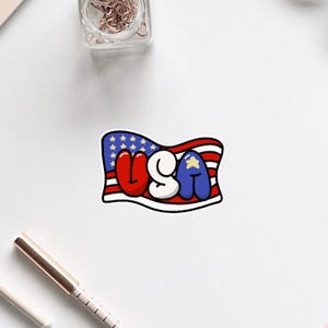 Patriotic Stickers, USA Flag Decals for Water Bottles, 4th of July American Flag Art Stickers, Red White Blue Letter Art, Patriotic USA