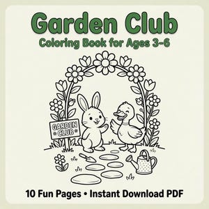 TinyPaws Garden Club Coloring Book | Plant Care Activity for Ages 3-6 (Digital Download)