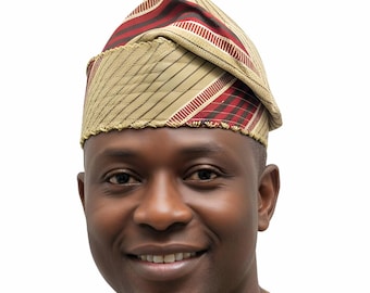 ARERE Knitted Yoruba Aso Oke Fila: African Men's Traditional Gobi Cap