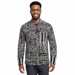 BOLANLE African Print Casual Long Sleeve Shirt