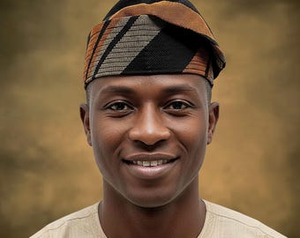 KOSO Yoruba Aso Oke Fila: African Men's Traditional Gobi Cap