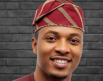 FABUNMI Knitted Yoruba Alaari Aso Oke Fila