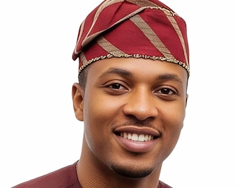 FABUNMI Knitted Yoruba Alaari Aso Oke Fila