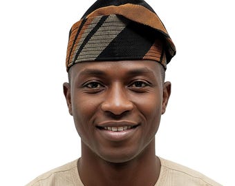 KOSO Yoruba Aso Oke Fila: African Men's Traditional Gobi Cap