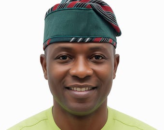 AYO Yoruba Aso Oke Fila: African Men's Traditional Mixed match Gobi Cap