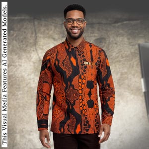 Camisa informal de manga larga con estampado africano