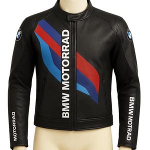 BMW Motorrad Black Racing Leather Jacket Genuine Cowhide Leather Motorbike Jacket Biker Leather Jacket Street Style Leather Jacket Best Gift