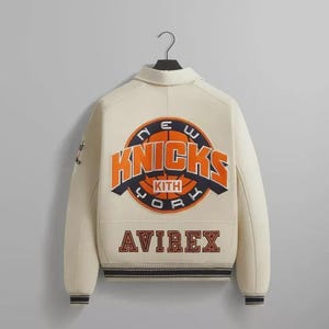 Avirex knick x Kith New York Jacket Genuine Cowhide Leather material Avirex fashion leather jacket Avirex Versity Style Jacket best gift