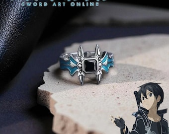 Anillo Repulsor Oscuro / Esmalte plateado, Joyería del anime Sword Art Online