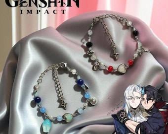 Braccialetti coordinati Neuvillette x Wriothesley - Gioielli ispirati a Genshin, regalo di coppia, braccialetti dell'amicizia unici con ciondolo