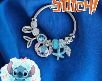 Kawaii Stitch Strass Bettelarmband & Halskette Set