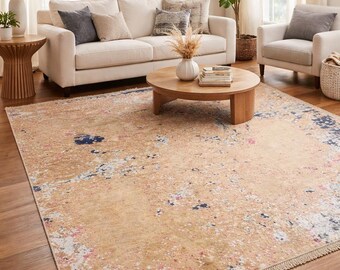 Hand Knotted Abstract Wool Rug, Modern Neutral Designer Area Carpet, Handmade Luxury Rug