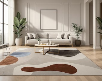 Abstract Area Rug - Modern Living Room Carpet, Geometric Rug