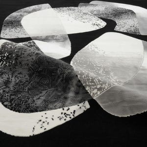 Hand Tufted Wool Abstract Rug, Black White Modern Designer Carpet (Custom Size)