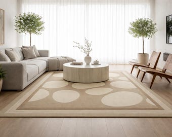 Neutral Pebble Pattern Area Rug, Modern Scandinavian Style