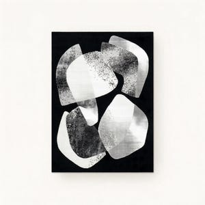 Hand Tufted Wool Abstract Rug, Black White Modern Designer Carpet (Custom Size)