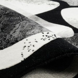 Hand Tufted Wool Abstract Rug, Black White Modern Designer Carpet (Custom Size)