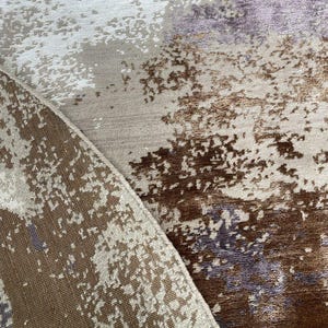Round Hand Knotted Rug – 7 Ft Luxury Abstract Wool & Tencel Tibetan Knot Area Rug