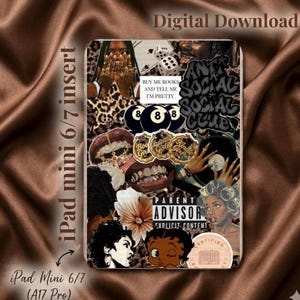 Printable iPad mini Case Insert Black Girl Aesthetic iPad mini | Digital Download iPad Cover