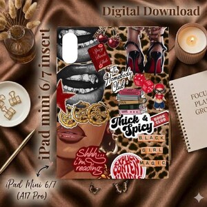 Printable iPad mini 6/7 Case Insert Bookworm Starter Kit Black Girl Aesthetic kindle Art | Digital Download kindle Cover