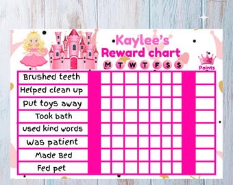 Princess Reward Chart for Girls | Printable Behavior Chart | Editable Chore Chart | Toddler Routine Tracker | Instant Download