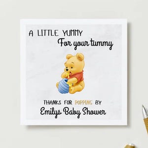 Winnie the Pooh Baby Shower Favor Tag | Printable Gift Bag Tag | A Little Yummy For Your Tummy | Instant Download Templat