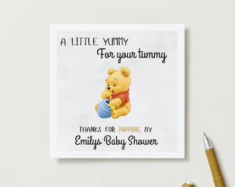 Winnie the Pooh Baby Shower Favor Tag | Printable Gift Bag Tag | A Little Yummy For Your Tummy | Instant Download Templat