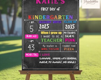 Schulanfangschild Digital | Bearbeitbares Back to School Poster Druckbar | Ersttags-Kreidetafel-Zeichen | Sofortiger Download Canva Vorlage
