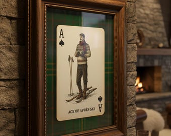 Ace of Après Ski Vintage Wall Art, Classic Ski Illustration, Old Money Alpine Lodge Winter Decor, Traditional Ski Print