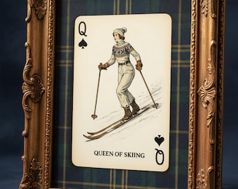 Queen of Skiing Vintage Ski Wall Art, Classic Ski Illustration, Old Money Alpine Lodge Winter Decor, Traditional Ski Print