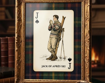 Jack of Après Ski Vintage Wall Art, Classic Ski Illustration, Old Money Alpine Lodge Decor, Traditional Winter Sport Art