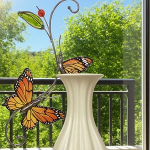 Butterfly Branch Stained Glass Ornament – Hand-Painted Glass Hanging for Nature Lovers, Quote Suncatcher | Handmade Window Decor Gift