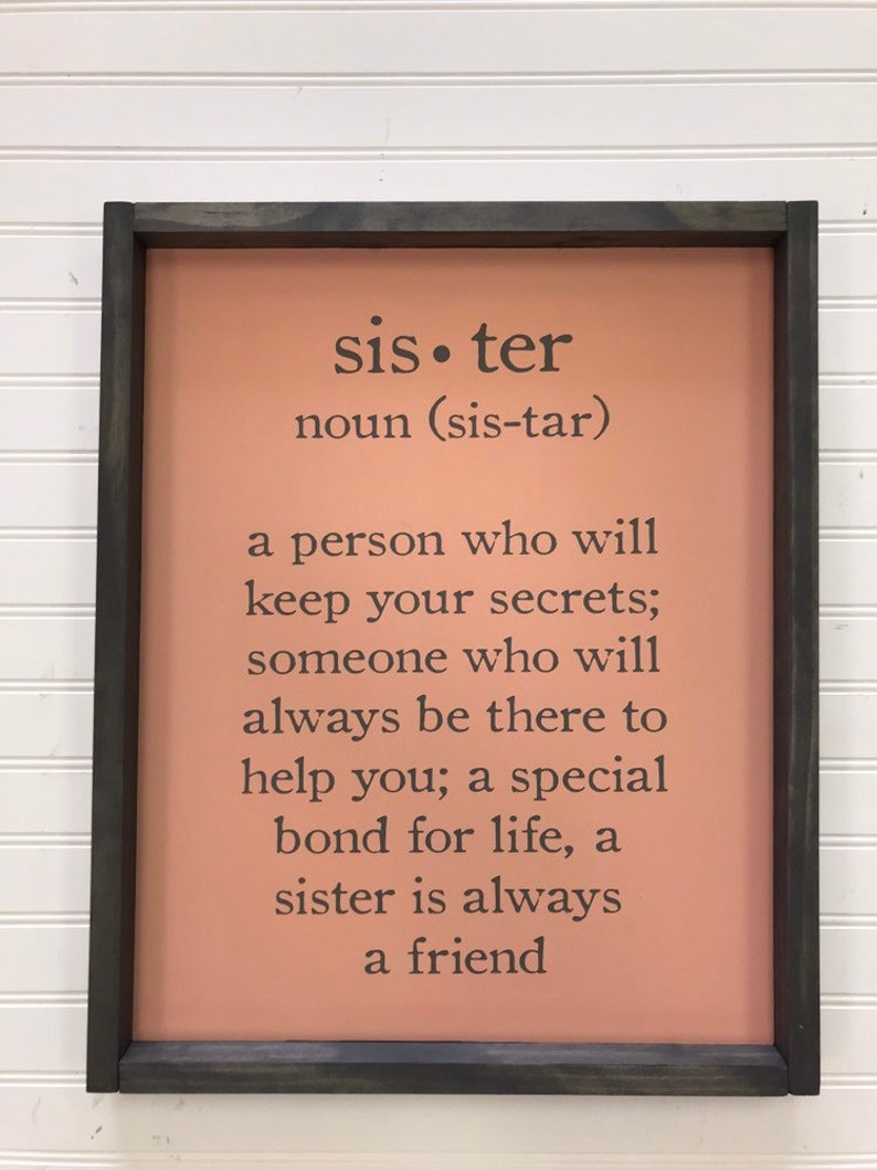 Sister Definition Sign Girl Bedroom Decor Kids Rooms Playroom Wood Signs