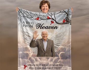 Personalized Memorial Blanket, Custom Photo Sympathy Gift, Bereavement Fleece Throw