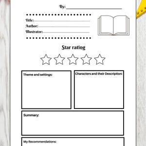 Printable Book Report Worksheet for Kids, Book Review Activity Sheet ...