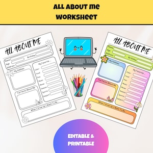 Afdrukbaar werkblad Alles over mij voor kinderen, werkblad Alles over mij met hobby's en favorieten, activiteitenblad Alles over mij voor de kleuterschool
