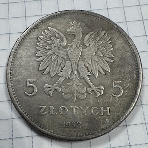 Coin 5 zlotych 1932 Poland. Vintage Coin. Numismatic Gift