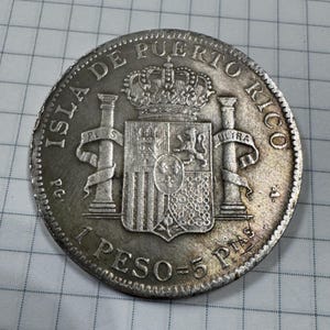 Coin 1 peso 1895 Puerto Rico. Numismatic Gift. Vintage Coin