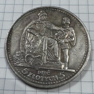 Coin 5 zlotych 1925 Poland. Vintage Coin. Numismatic Gift