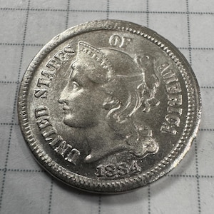 Münze 3 Cent 1884 USA. USA Vintage Münze. Numismatisches Geschenk